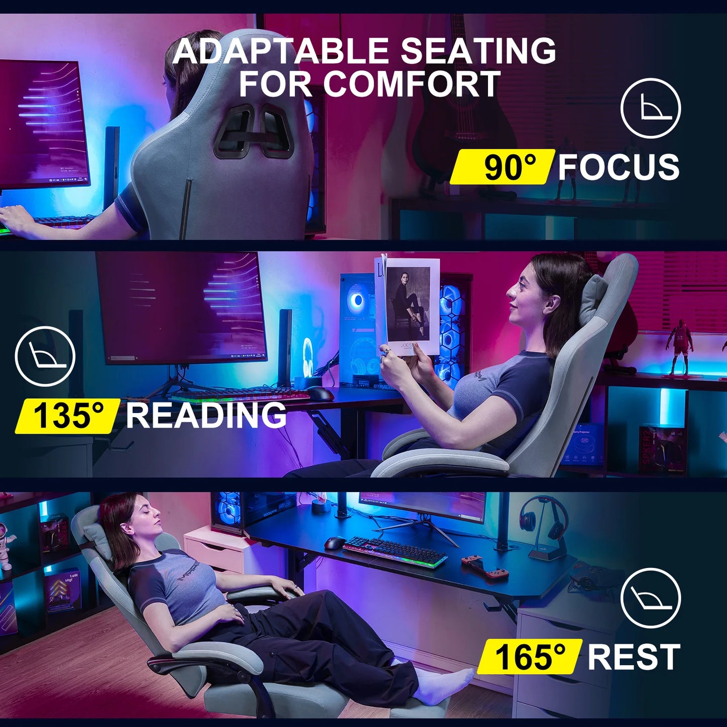 Gaming Chair – Ergonomic Office Chair with Pocket Spring, Lumbar & Footrest