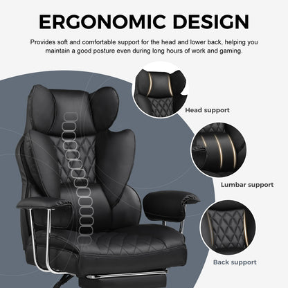 Big & Tall Gaming Chair – Ergonomic Office Chair with Lumbar Support & Footrest