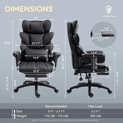 Dowinx Big & Tall Office Chair – High Back Gaming Computer Chair with Lumbar Support