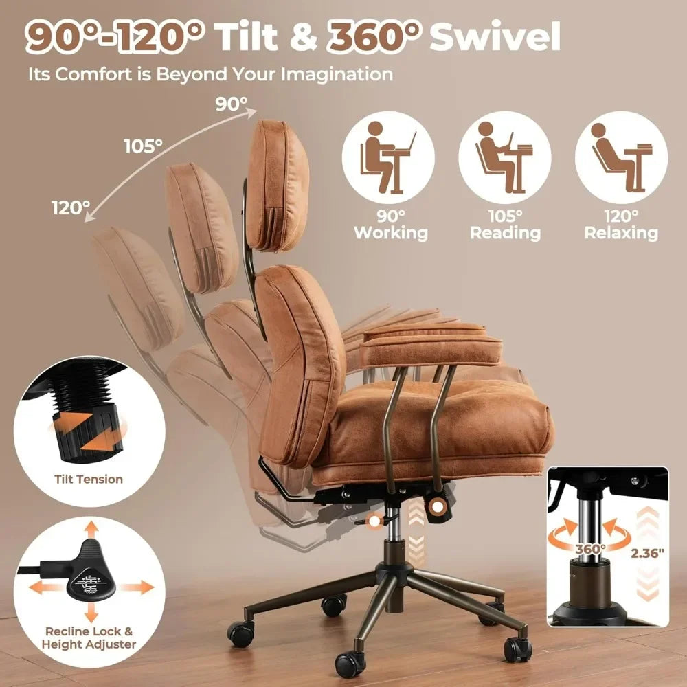 Ergonomic Leather Office Chair – High Back Executive Desk Chair with Lumbar Support