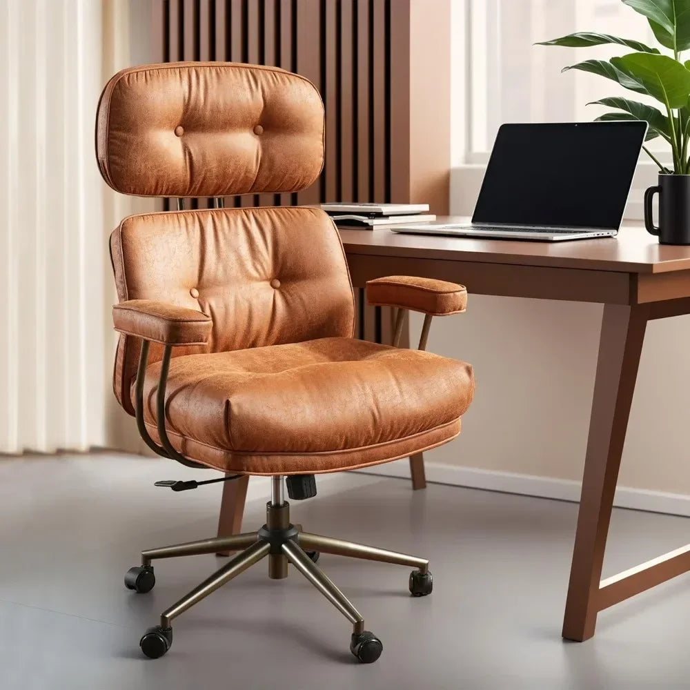 Ergonomic Leather Office Chair – High Back Executive Desk Chair with Lumbar Support