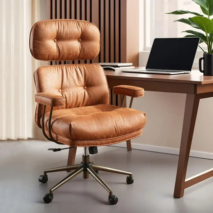 Ergonomic Leather Office Chair – High Back Executive Desk Chair with Lumbar Support