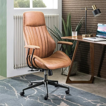 Ergonomic Leather Office Chair – High Back Executive Desk Chair with Lumbar Support