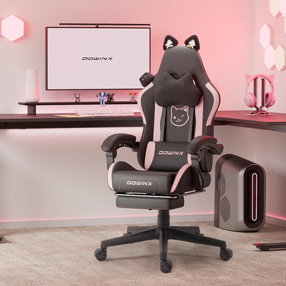 Dowinx Cat Ear Gaming Chair – Ergonomic Computer Chair with Lumbar & Footrest