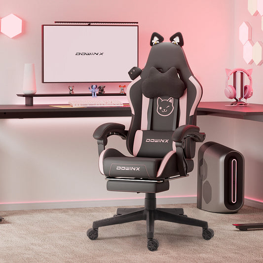 Dowinx Cat Ear Gaming Chair – Ergonomic Computer Chair with Lumbar & Footrest