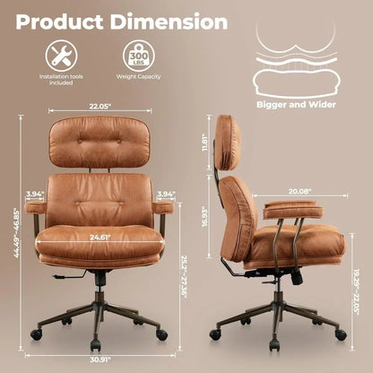 Ergonomic Leather Office Chair – High Back Executive Desk Chair with Lumbar Support