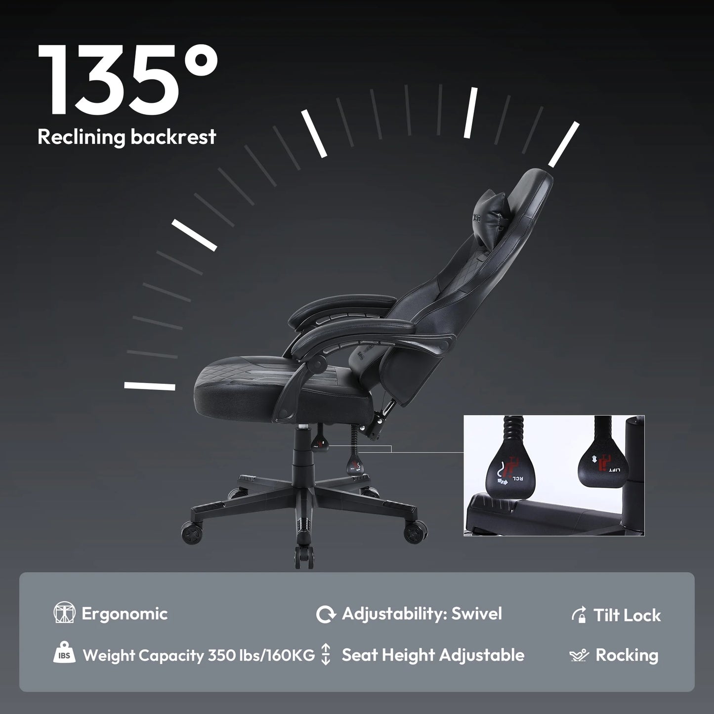 Gaming Chair – Ergonomic High Back PU Leather Reclining Computer Chair
