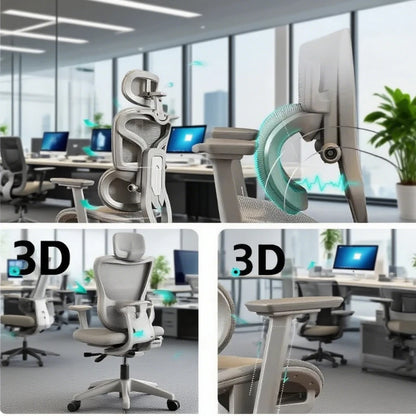 Ergonomic Office Chair – 3D Armrests & Lumbar Support Mesh Desk Chair