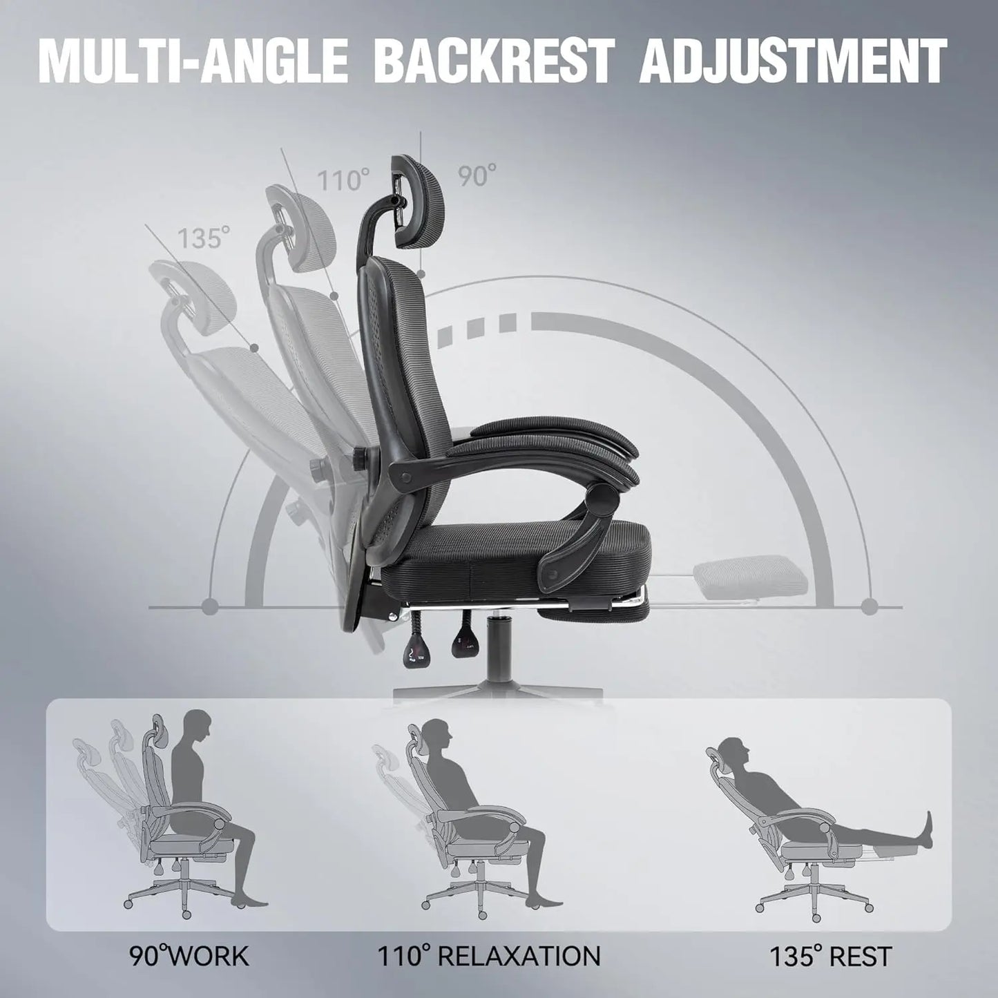 Ergonomic Mesh Office Chair – Adjustable Lumbar & Headrest Desk Chair