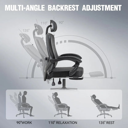 Ergonomic Mesh Office Chair – Adjustable Lumbar & Headrest Desk Chair