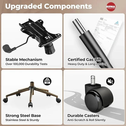 Ergonomic Leather Office Chair – High Back Executive Desk Chair with Lumbar Support