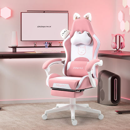 Dowinx Cat Ear Gaming Chair – Ergonomic Computer Chair with Lumbar & Footrest