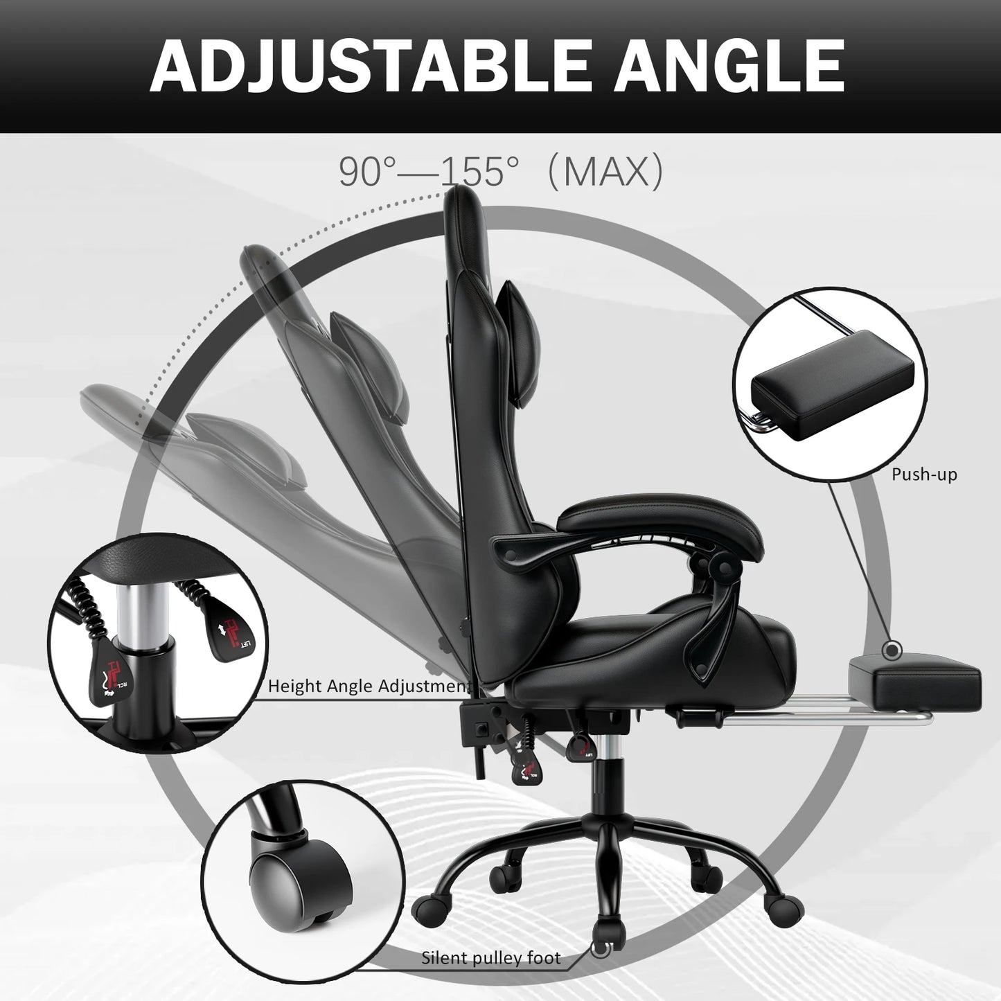 Ergonomic Gaming Chair with Footrest – Racing Style Reclining Gamer Chair