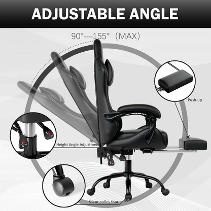 Ergonomic Gaming Chair with Footrest – Racing Style Reclining Gamer Chair
