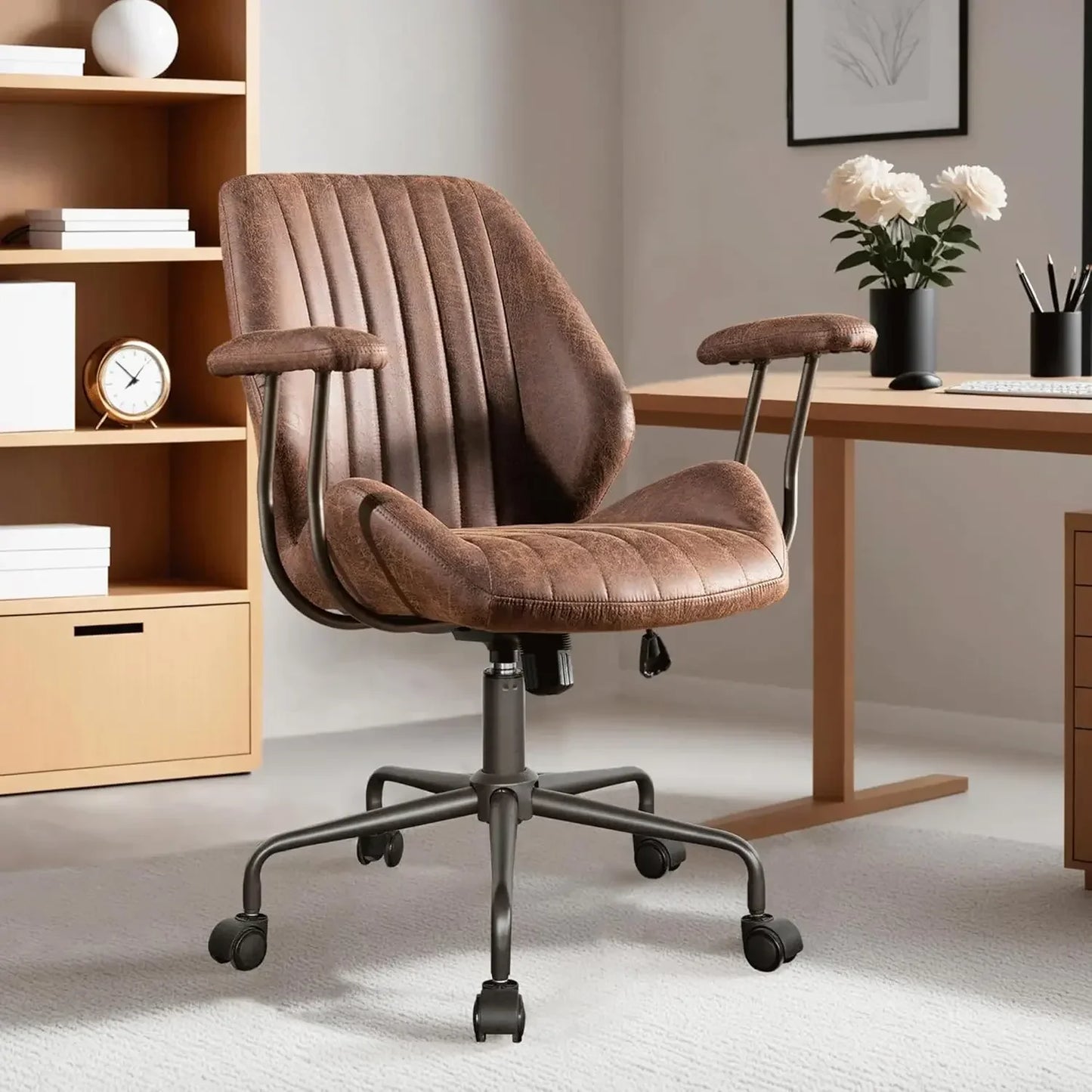 Ergonomic Leather Office Chair – High Back Executive Desk Chair with Lumbar Support