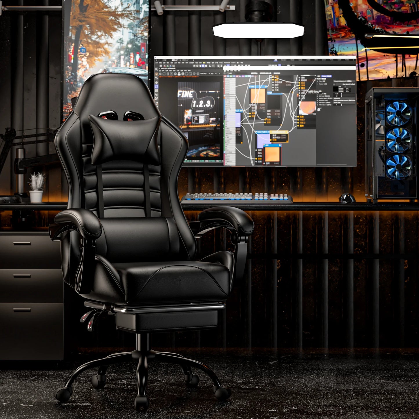 Ergonomic Gaming Chair with Footrest – Racing Style Reclining Gamer Chair