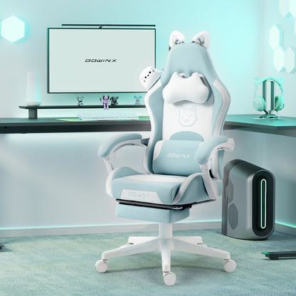 Dowinx Cat Ear Gaming Chair – Ergonomic Computer Chair with Lumbar & Footrest